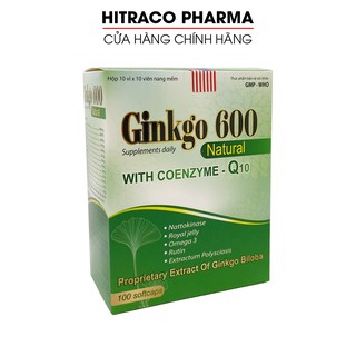 Bổ não GINKGO 600, nattokinase, omega 3, dầu gấc ngăn ngừa tai biến - 100 viên [GINKGO 600]