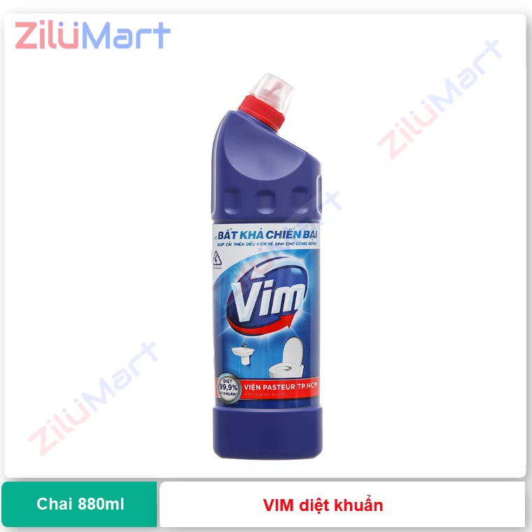 Nước tẩy bồn cầu &amp; nhà tắm VIM diệt khuẩn 880ml