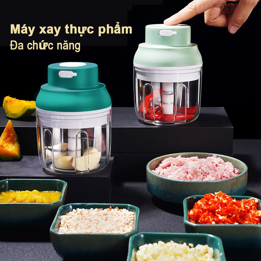 Máy xay thịt mini cầm tay SSGP sạc điện 250ml, xay tỏi ớt, rau củ đa năng