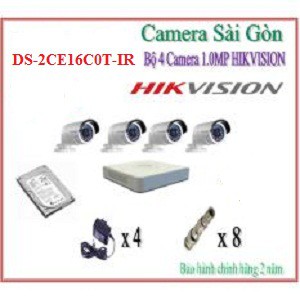 Trọn Bộ 4 camera 1.0MP HIVISION DS 2CE16C0T IR( gắn được ngoài trời )