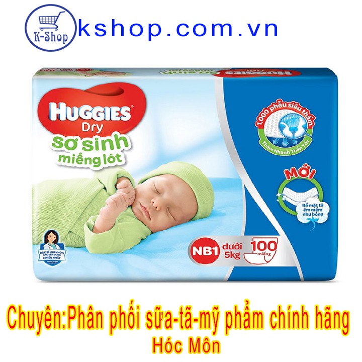 Miếng lót sơ sinh Huggies Dry Newborn 1-100 miếng Dưới 5kg