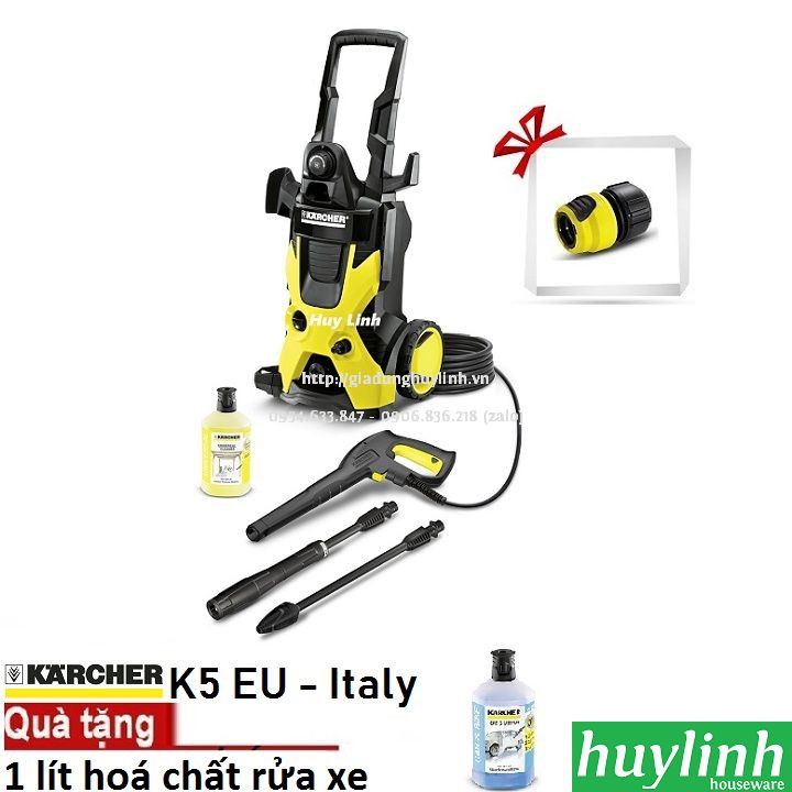 Freeship Máy rửa xe Karcher K5 EU - Tặng dung dịch karcher 1 lít - Made in Italy - 2100W - Chính Hãng