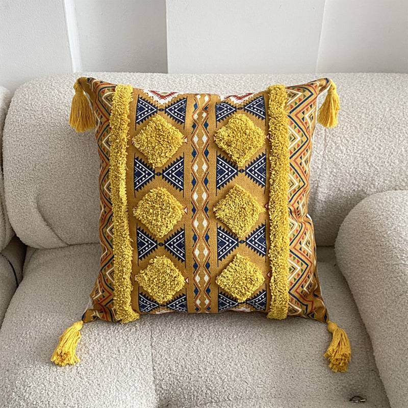 Aoto Vỏ Gối Cotton Hình Vuông Phối Tua Rua Phong Cách Boho Trang Trí Nhà Cửa / Văn Phòng / Phòng Ngủ / Sofa