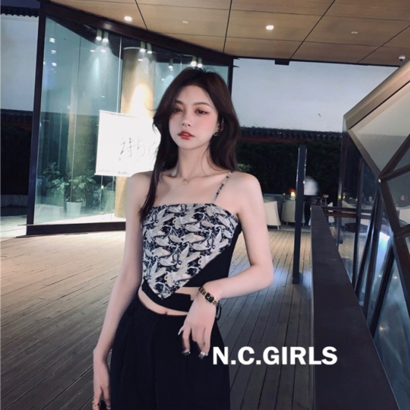 Camisole vest Korean sexy retro print women's