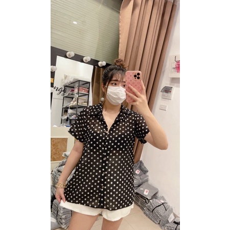 SM25 Áo Sơ Mi Chấm Bi Maii Thươngg Bigsize