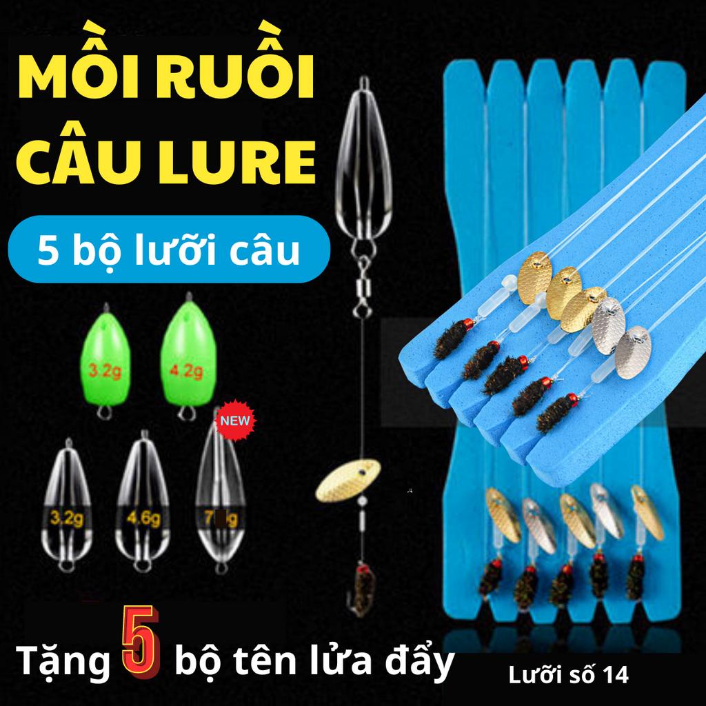 Combo 5 bộ mồi côn trùng buộc sẵn câu cá mương,rô phi,chày...suối