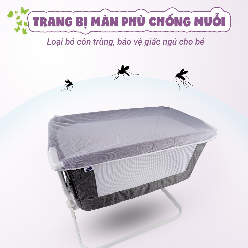 Giường cũi nâng hạ độ cao cho bé Mastela PL506 cao cấp thiết kế thông minh, có màn chống muỗi và dễ dàng gấp gọn