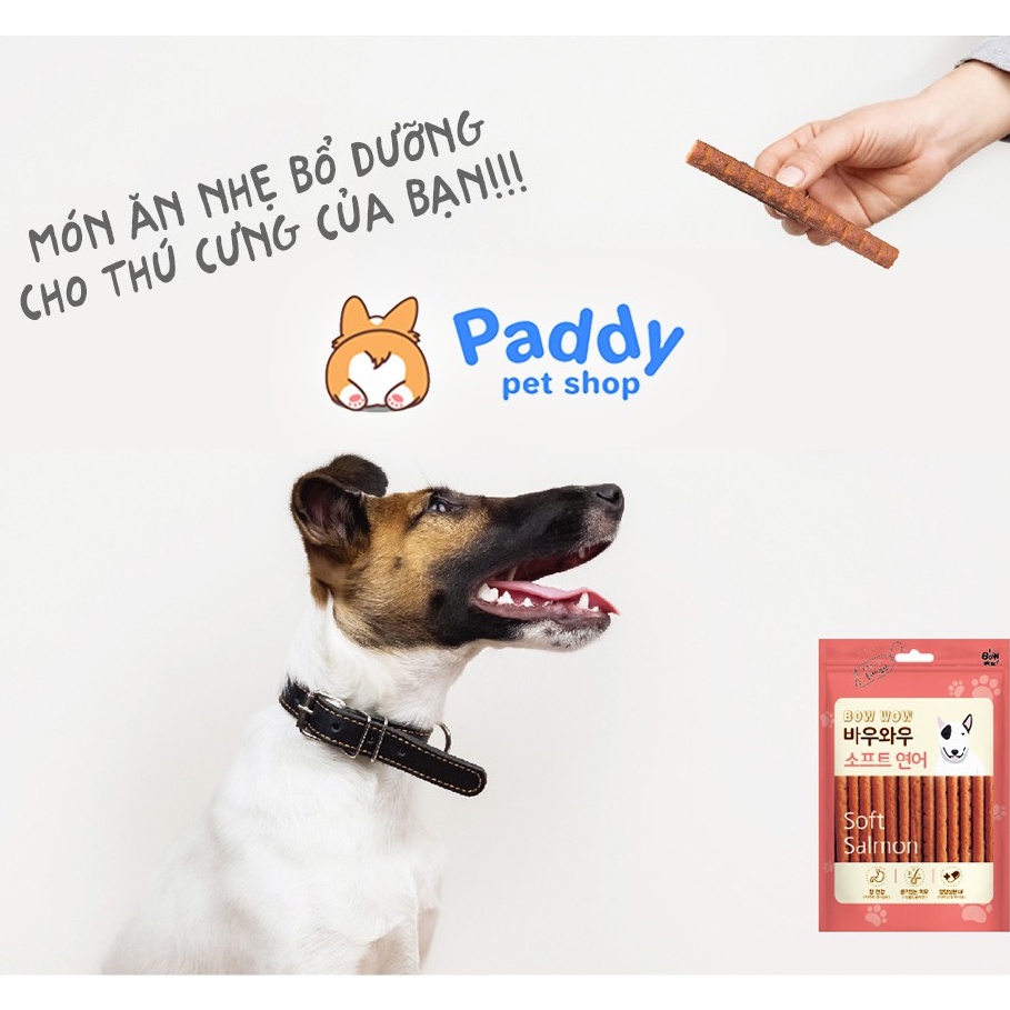 [Túi lớn 150g] Cá Hồi &amp; Gà Que Bowwow Soft Snack Cho Chó