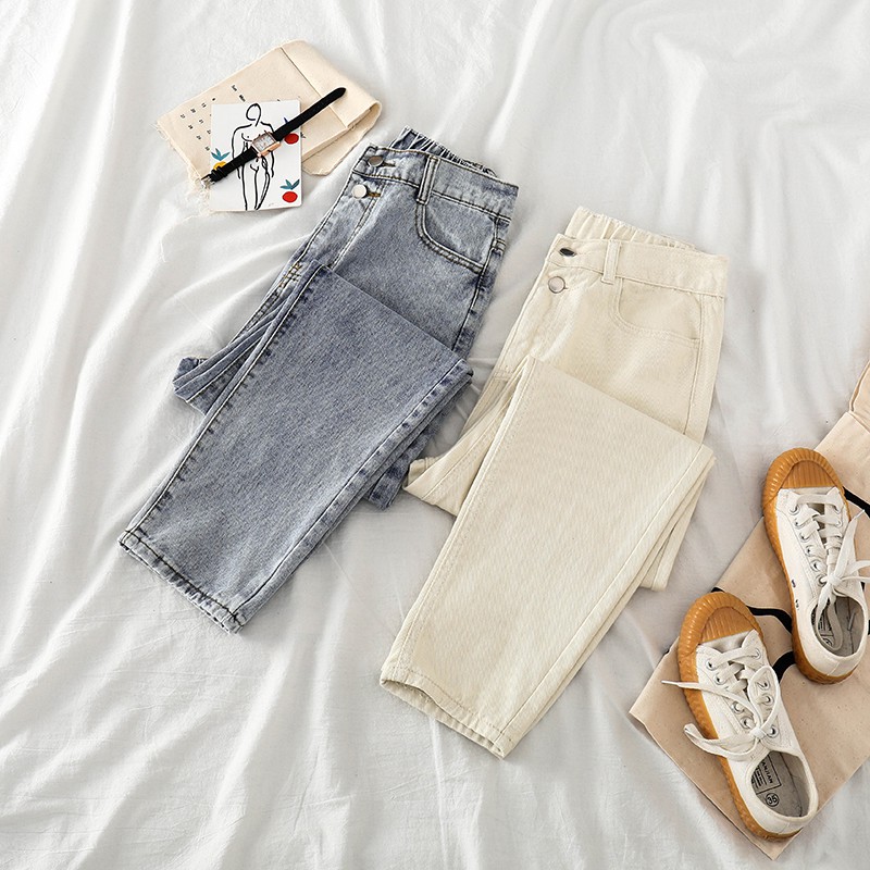 NUZIRO  Quần Denim Nữ Lưng Cao Ống Rộng Thời Trang