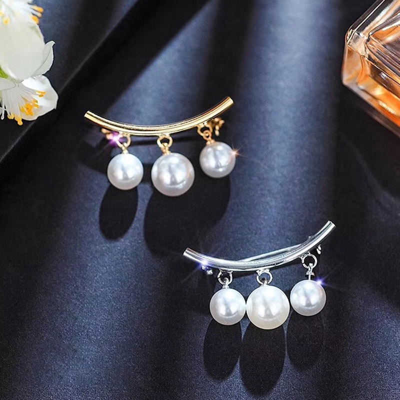 Ghim cài áo hình chữ U đính ngọc trai sang trọng