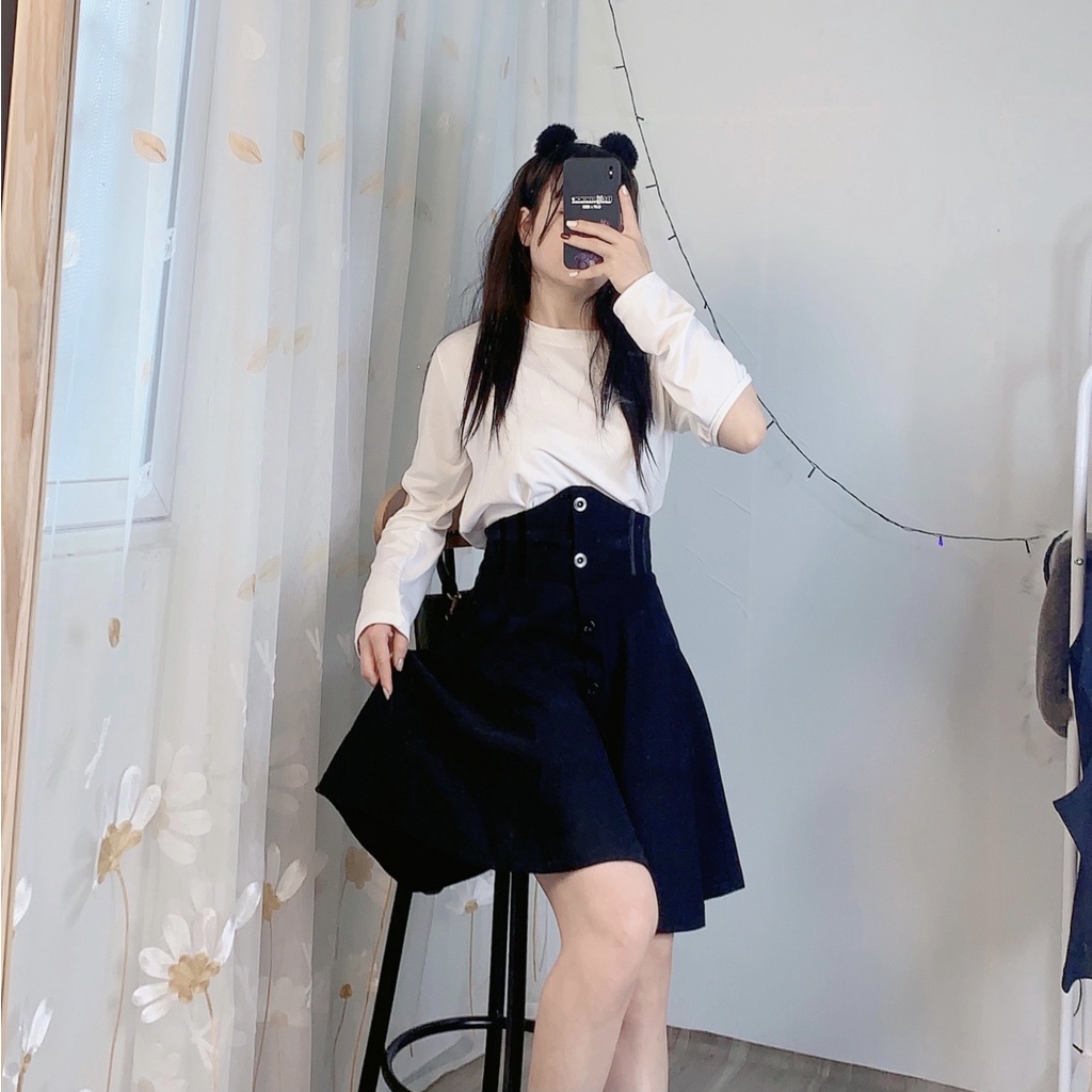 Chân Váy Cạp Cao Cúc Dọc, Váy Xòe Dáng Ngắn Siêu Tôn Dáng Che Bụng Eo Thon BIGSIZE Vải Mềm Dày Dặn TAN555