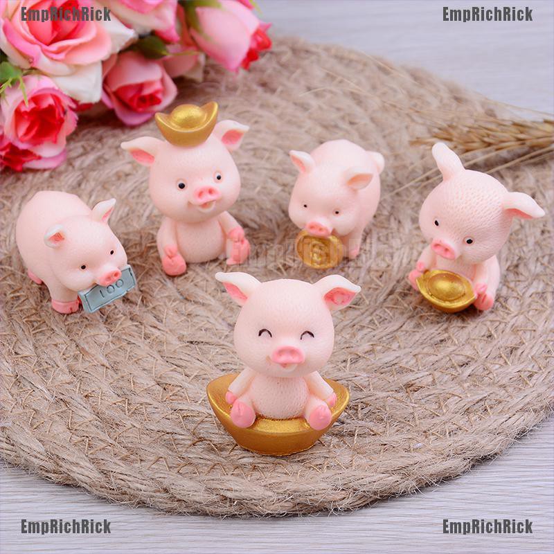 Set 5 Mô Hình Chú Heo Mini Dễ Thương Dùng Trang Trí Sân Vườn Diy