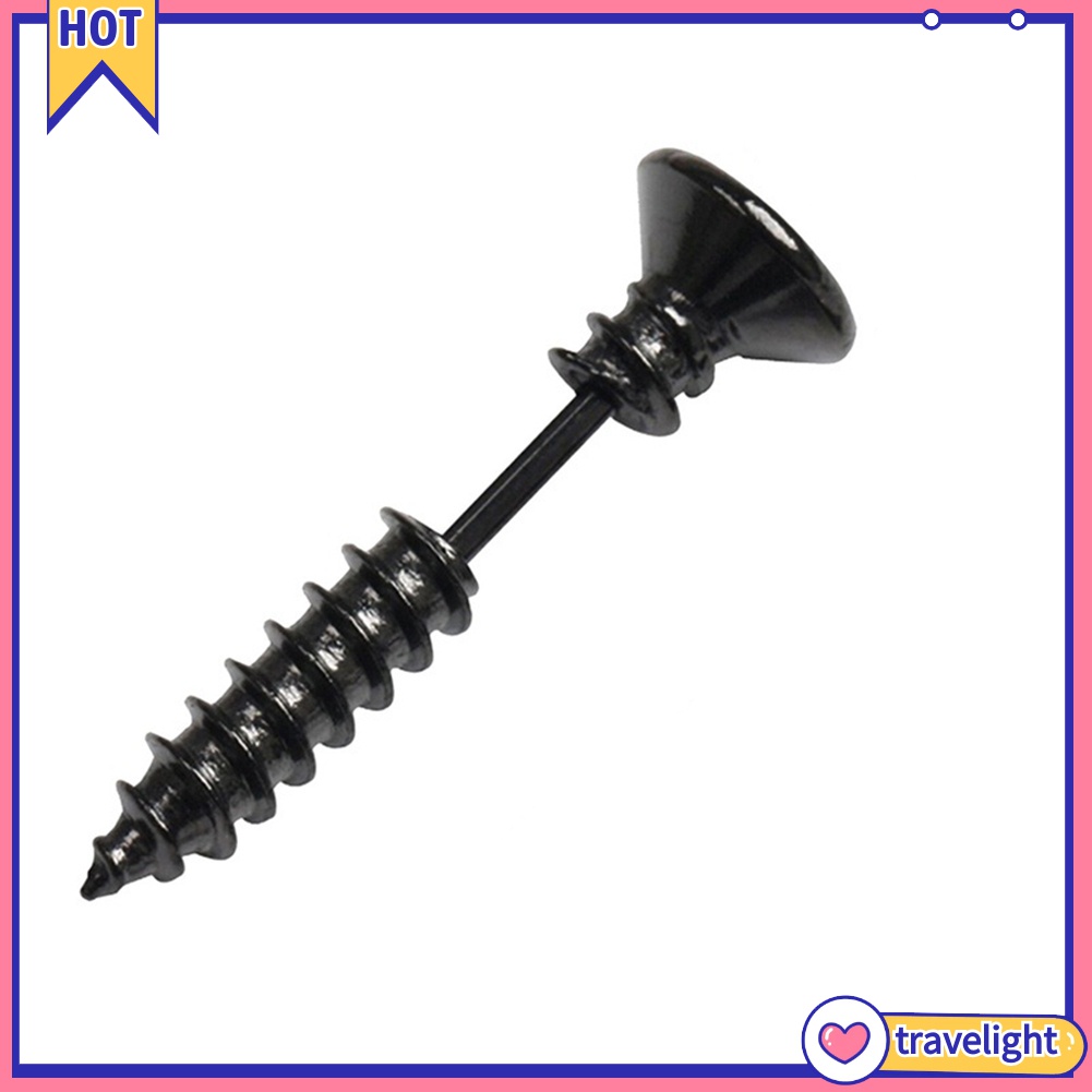 1 Đôi Bông Tai Hình Ốc Vít Bằng Thép Không Gỉ Phong Cách Punk Gothic