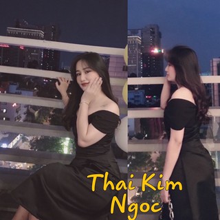 Đầm dự tiệc bẹt vai phi xoắn nơ