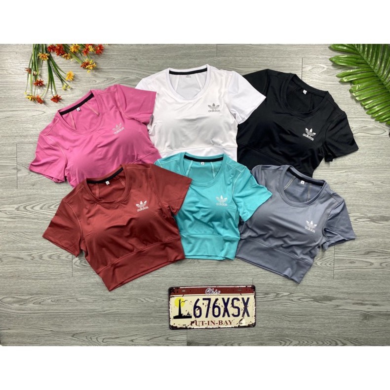 Áo thun thể thao croptop co giãn 4 chiều