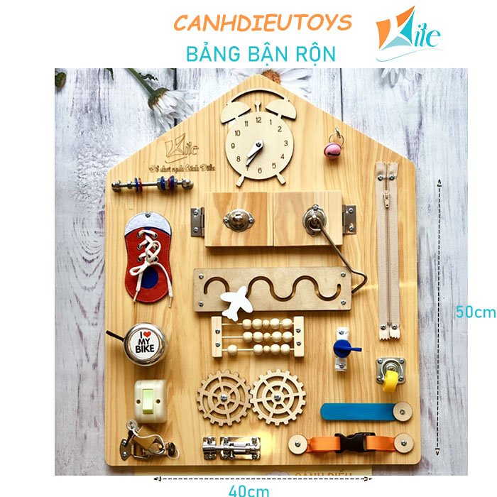 Bảng bận rộn hình ngôi nhà, chất liệu cao cấp, thiết kế sinh động, màu sắc tươi sáng, phát triển vận động tinh