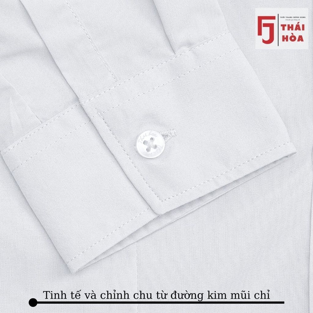 Áo sơ mi nữ công sở trắng đẹp dài tay kiểu bigsize vải sợi tre Thái Hoà 8919-01-01