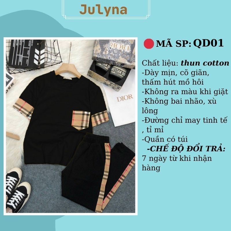 Đồ bộ nữ bộ mặc nhà bigsize set bộ dài JULYNA QD01 DÀI PHỐI TÚI BUBERY