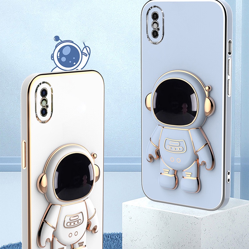 Ốp điện thoại KOOSUK dẻo họa tiết phi hành gia có giá đỡ thích hợp cho iPhone X XR XS Max 6 6S 7 8 Plus