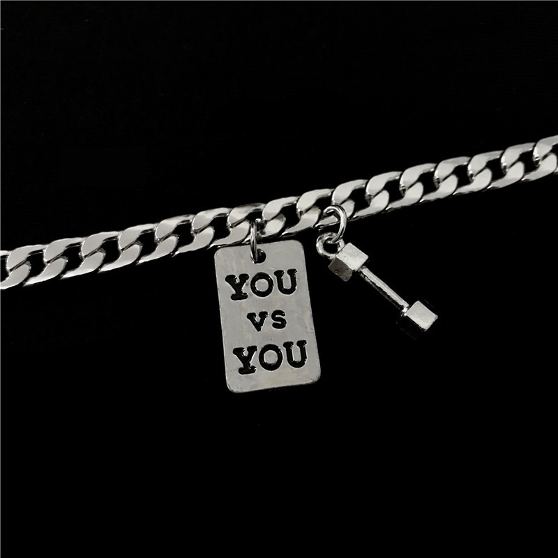 Vòng Tay Hình Quả Tạ Bằng Thép Titan Phong Cách Đường Phố