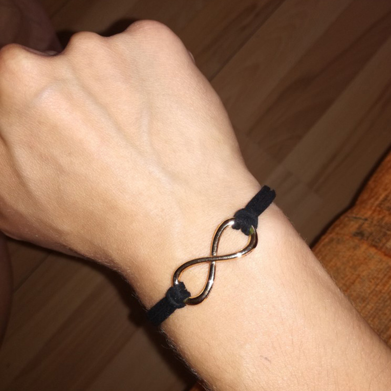 Vòng Tay Da Bản To Mặt Hình Số 8 Phong Cách Retro Cho Cặp Đôi