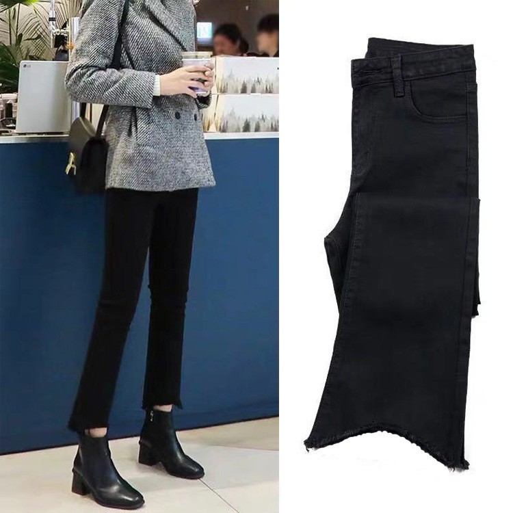 Quần Jean Nữ Thiết Kế Dáng Ống Loe, Quần Bò Cạp / Lưng Cao , Chất Cotton, Màu Đen Co Giãn Tốt - Hàng VNXK, CA02 | BigBuy360 - bigbuy360.vn