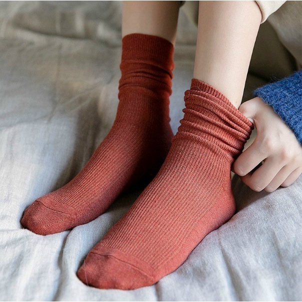 Hàng Đẹp- Tất cổ cao gân trơn nam nữ, vải cotton co giãn phong cách Ulzzang Hàn Quốc