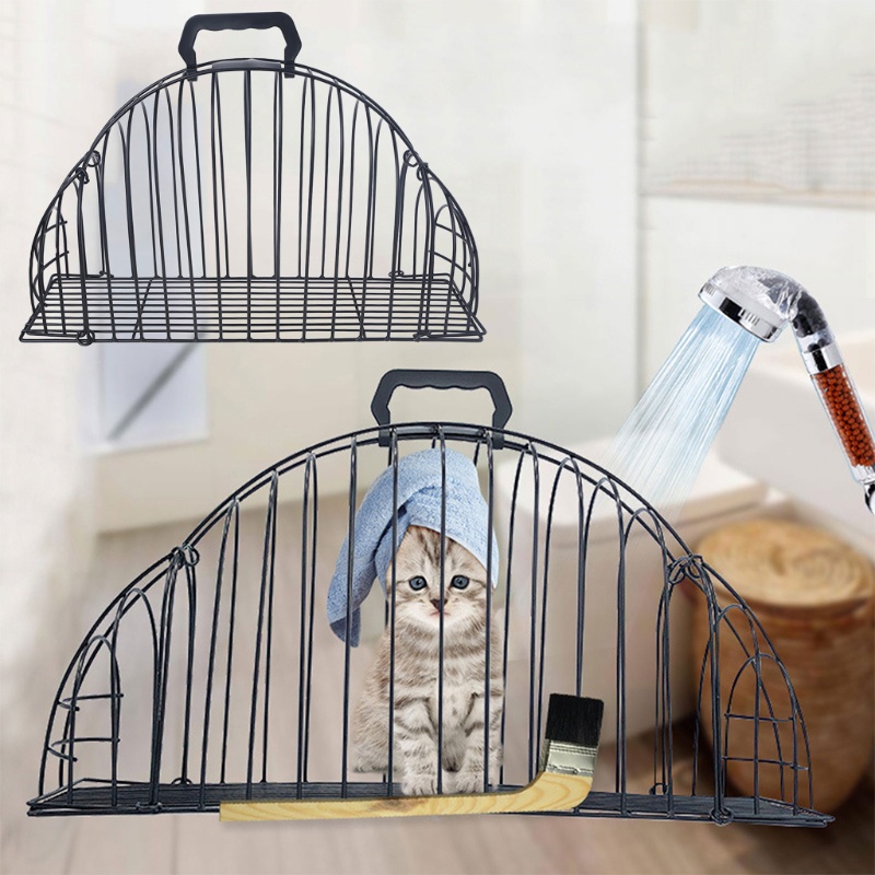 Lồng kim loại đựng máy sấy tóc mèo 2 cửa chống nghẹt tiện dụng