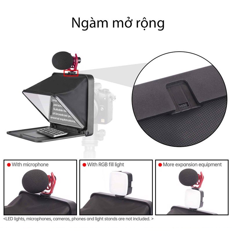 Máy Nhắc Chữ Mini Cho Biên Tập Viên, MC Truyền Hình Dùng Cho Điện Lensgo Teleprompter TC7 (Black) - Hàng Chính Hãng