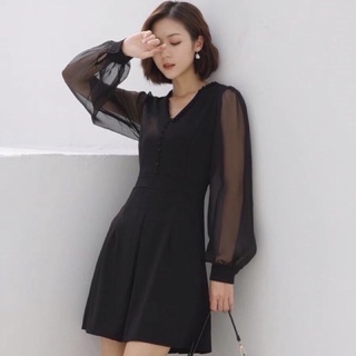 Đầm váy trắng tay voan (kèm hình thật)