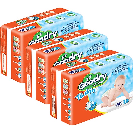 Combo 3 bịch tã quần và dán goodry công nghệ nhật bản 3S46 / 3M42 / 3L38 / 3XL34 và 3 bịch lót sơ sinh goodry NB1-56