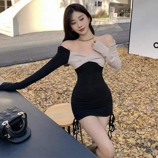J & m❤đầm trễ vai tay dài phong cách hàn quốc