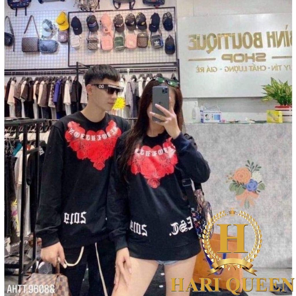 Áo Sweater Hoa Hồng To In Cổ HARI Siêu Hot