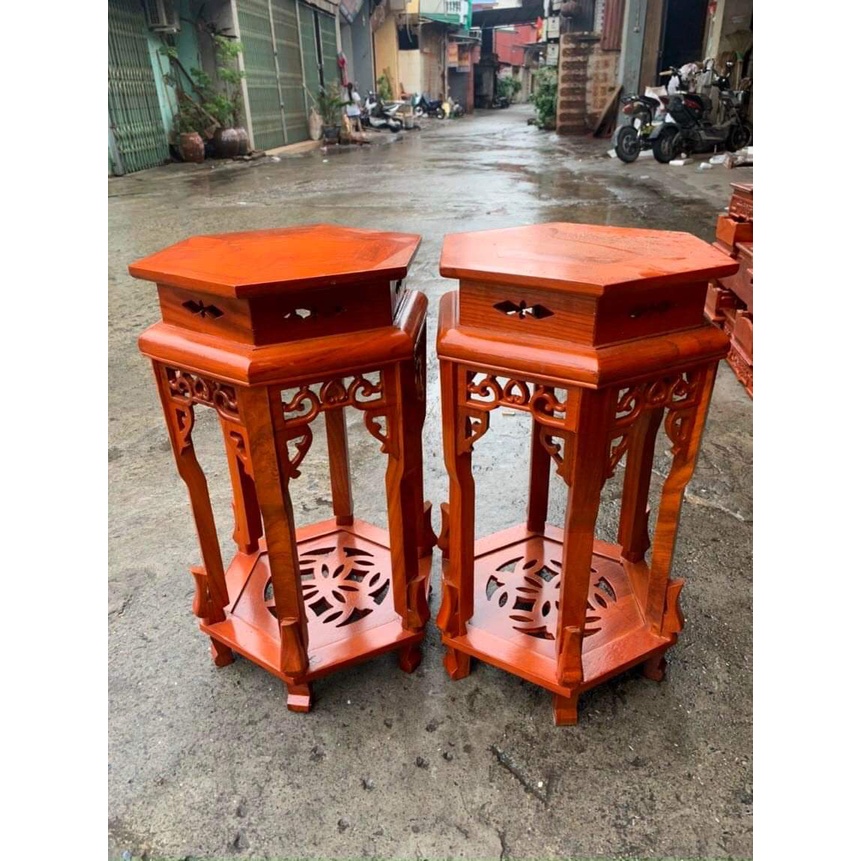 Đôn lục giác gỗ hương mặt 32cm cao 40cm-50cm-60cm-70cm- 80cm