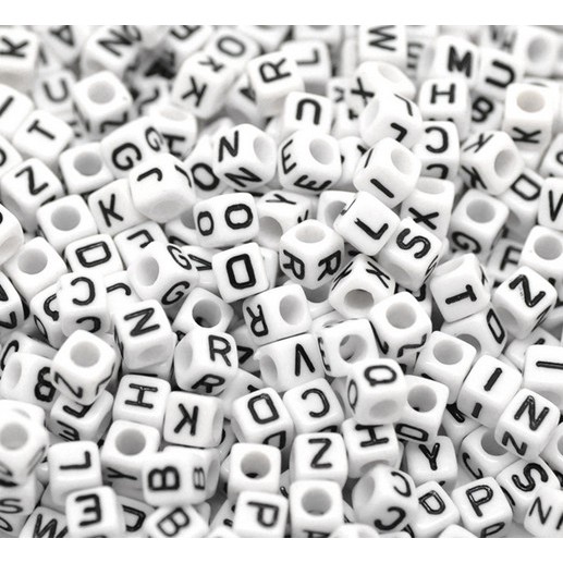 Set 100 Hạt Xỏ Lỗ Hình Chữ Cái / Chữ Số 6X6mm Dùng Để Làm Đồ Trang Sức Thủ Công