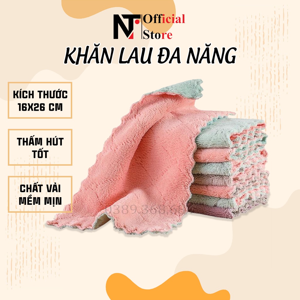 Khăn lau bếp đa năng 2 mặt thấm hút tốt - Chất mềm mại - Nhanh khô - Tiện dụng - NT Store