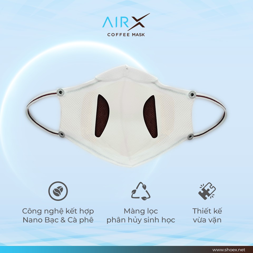 Khẩu Trang Nam - Nữ Cà Phê AirX Coffee Mask Phân Hủy Sinh Học, Chống Tia UV, Bụi Mịn, Thân Thiện Môi Trường | BigBuy360 - bigbuy360.vn