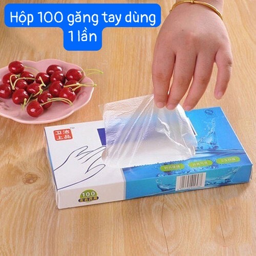 Găng tay Nilon dùng 1 Lần - Mỏng/DaiHộp 200Chiếc(100 đôi)