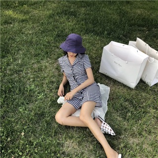 Váy kẻ ô nhỏ dáng A vintage