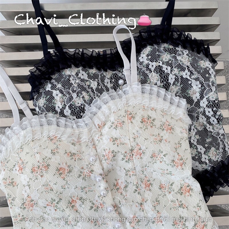 Áo ren hoa nhí có đệm ngực phong cách ngọt ngào Shop Chavi