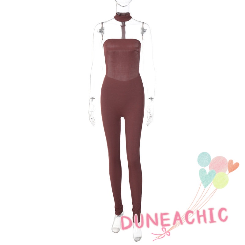 DUNEA Áo liền quần không tay hở lưng thời trang quyến rũ dành cho nữ