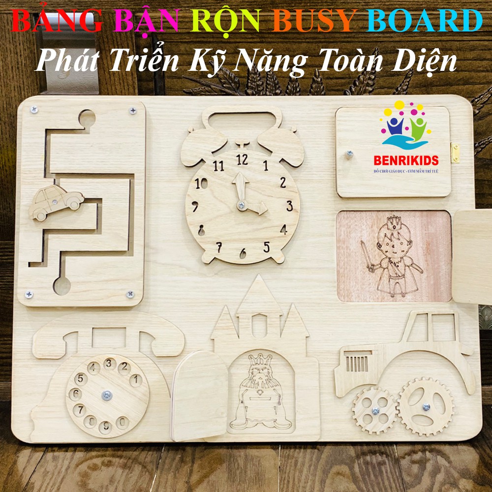 Đồ Chơi Gỗ,Bảng Bận Rộn Busyboard Dành Cho Trẻ Từ 1 Đến 3 Tuổi Phát Triển Kỹ Năng Toàn Diện Lâu Đài Thuần Mộc