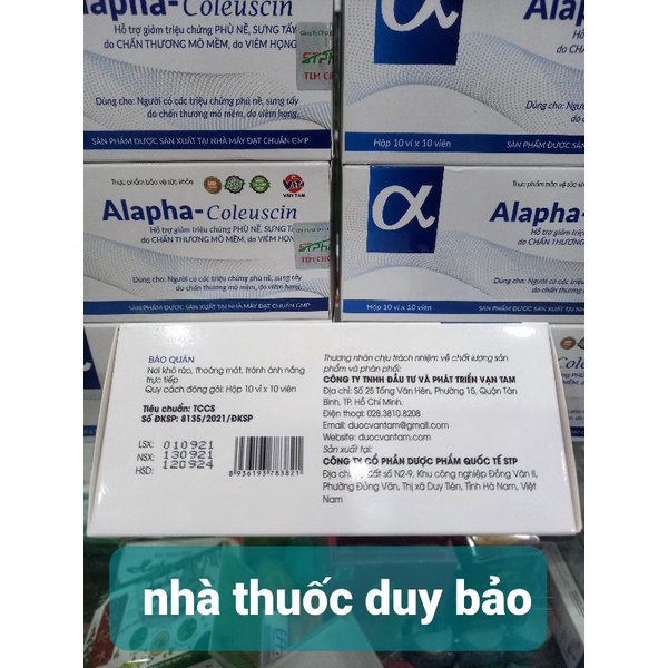 VIÊN UỐNG GIẢM SƯNG TAN MÁU BẦM ALAPHA - COLEUSCIN