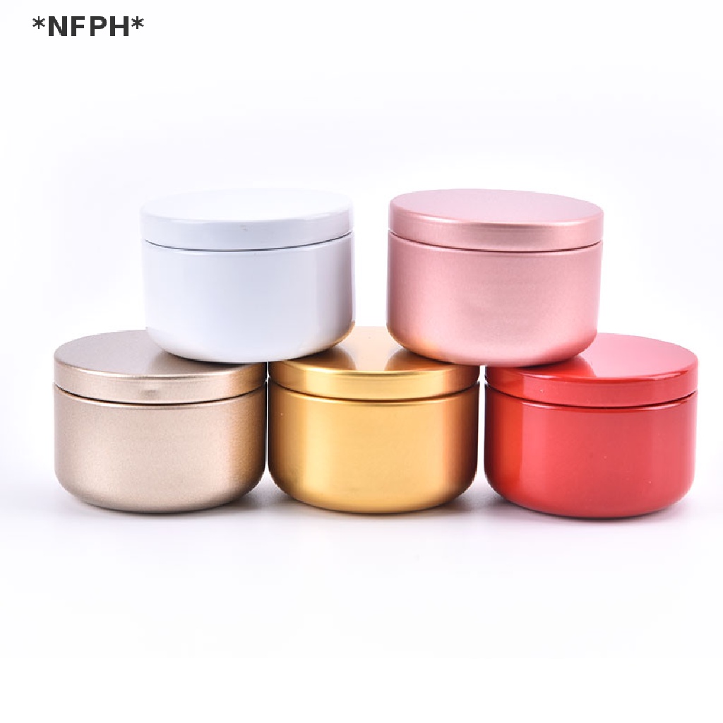 [NFPH] Hộp Thiếc Nhôm Thiếc Tròn Đựng Nến Du Lịch
