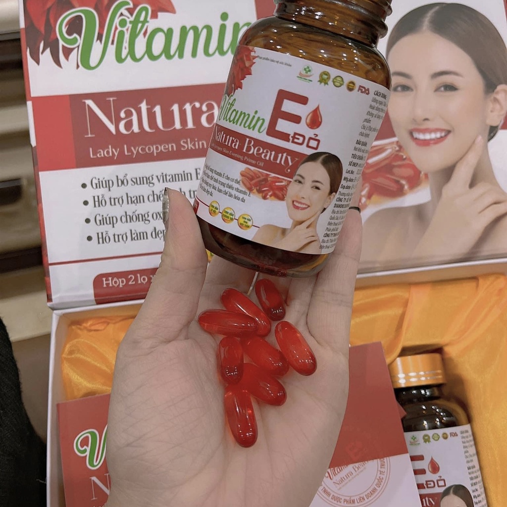 Sét Vitamin E Đỏ 2 Lọ Natura Beauty Hộp 60v