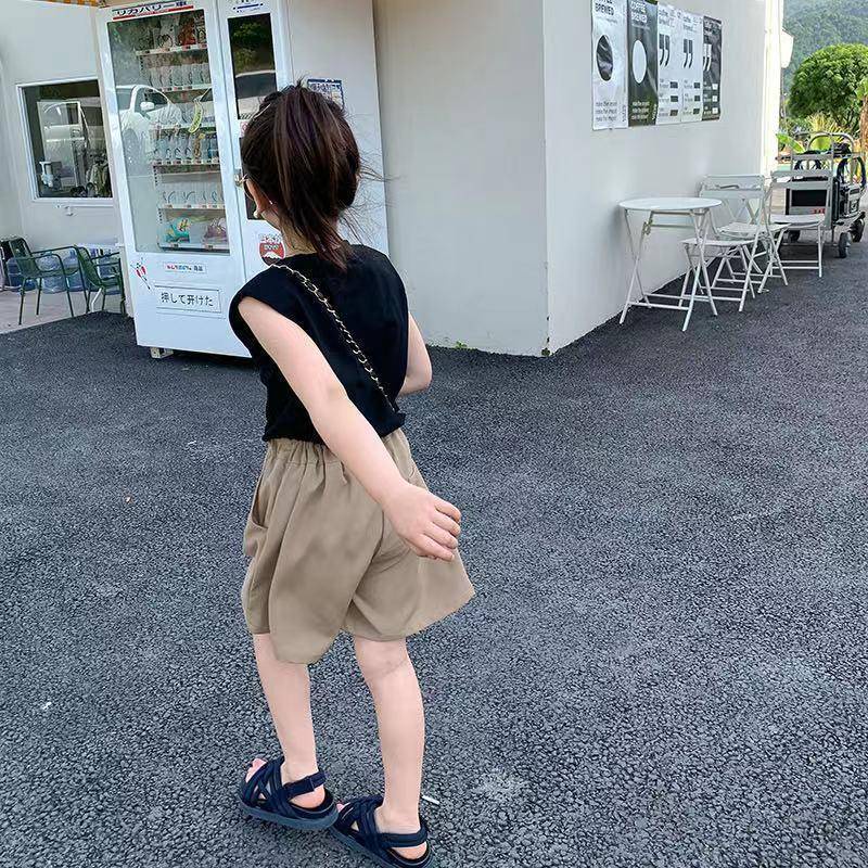 Set Đồ Thể Thao Hai Món Áo Sát Nách Dáng Rộng Phong Cách Hàn Quốc Thời Trang Mùa Hè Cho Bé Gái