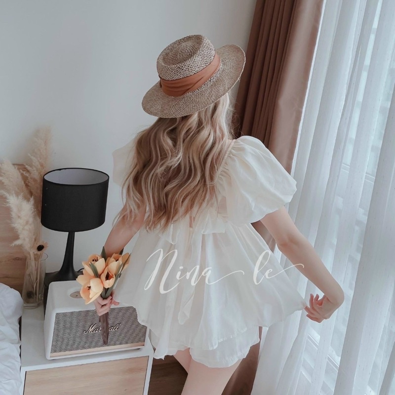 Set Bộ Xô Đũi Áo Dây Cánh Tiên Tầng Hoa Nhí + Quần Short Đùi