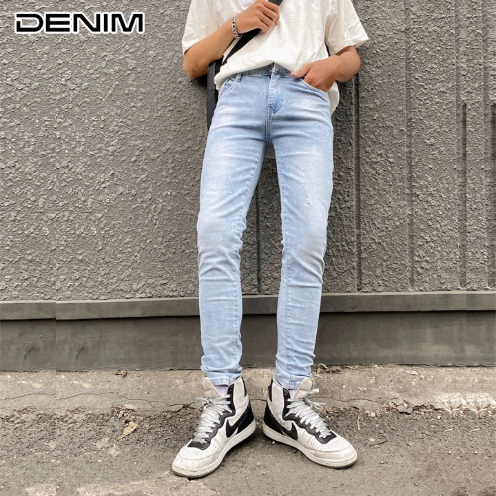 Quần jean nam xanh nhạt chất bò co giãn cao cấp ống đứng dáng ôm skinny đẹp chuẩn Hàn Quốc [5678]