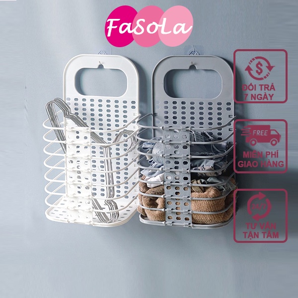 Giỏ đựng quần áo bằng nhựa thông minh gấp gọn treo tường FASOLA