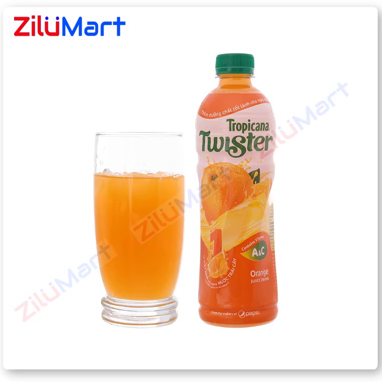 Lốc 6 chai nước cam ép Twister Tropicana loại 455ml